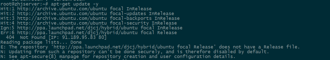 Ubuntu20.04报错E: The repository ‘http://ppa.launchpad.net/djcj/hybrid/ubuntu focal Release’ does not have a Release file.-下雪啦资源网