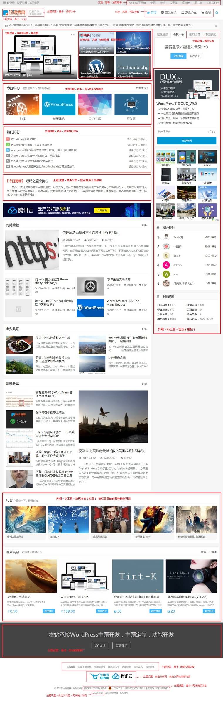QUX主题使用指南-下雪啦资源网