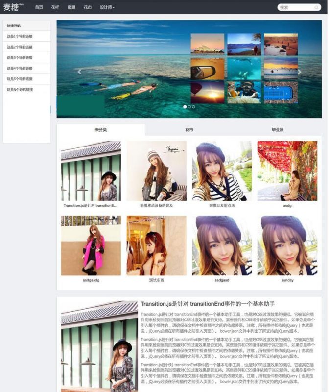 仿麦糖源码 图片、资讯类博客主题类网站 wordpress模板-下雪啦资源网