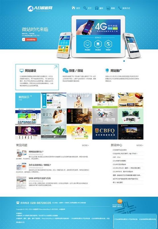 仿028网络公司大气蓝色网站建设公司整站源码 dedecms织梦源码-下雪啦资源网