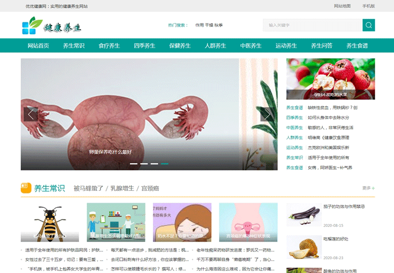帝国CMS《养生健康》模板 养生网站源码模板 健康模板 养生资讯 优化版-下雪啦资源网