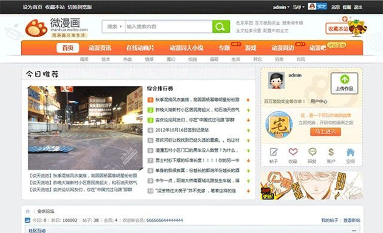 仿新浪微漫画网站源码 漫画论坛模板 GBK Discuz模版-下雪啦资源网