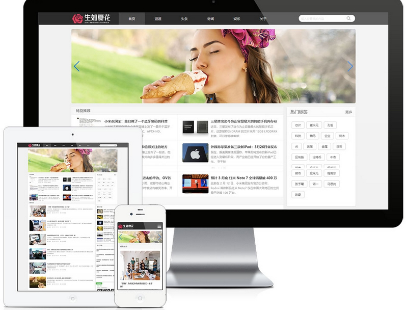 响应式博客自媒体运营类网站模板 易优CMS|博客类企业-下雪啦资源网