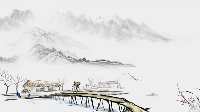 中国风PPT背景图片-下雪啦资源网