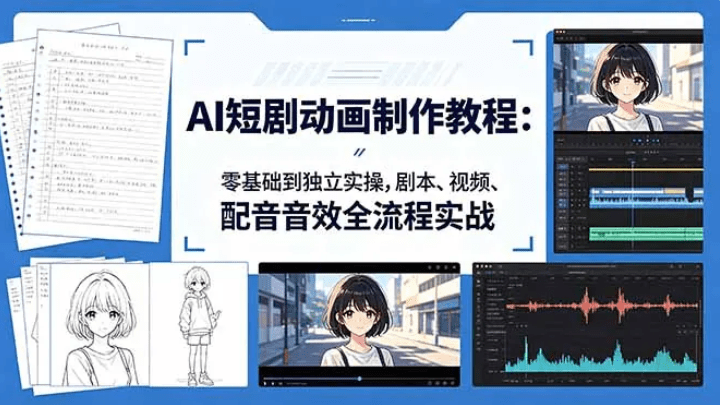 AI短剧动画制作入门：零基础到独立实操，剧本、视频、配音音效全流程实战-下雪啦资源网