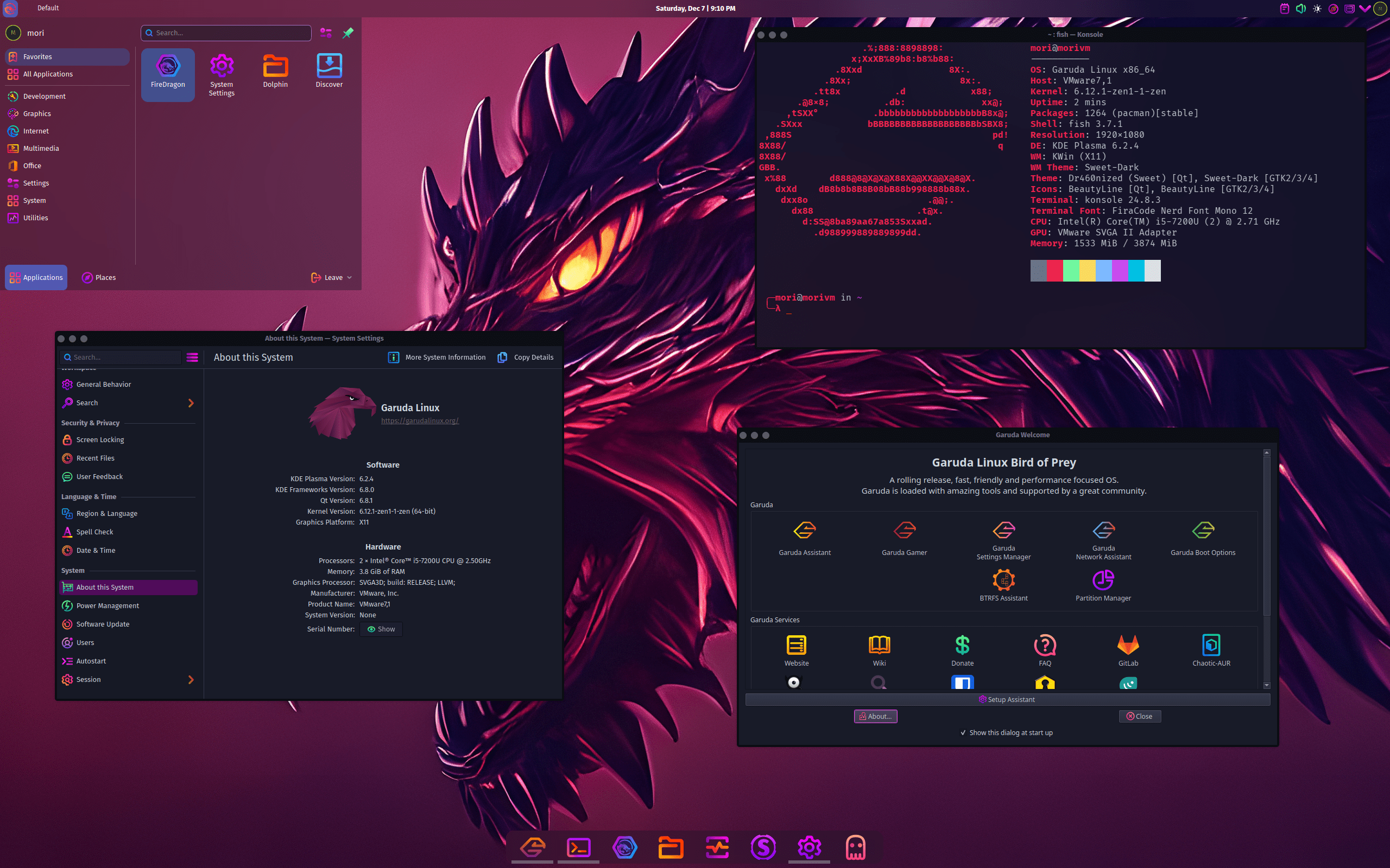 Garuda Linux 桌面截图